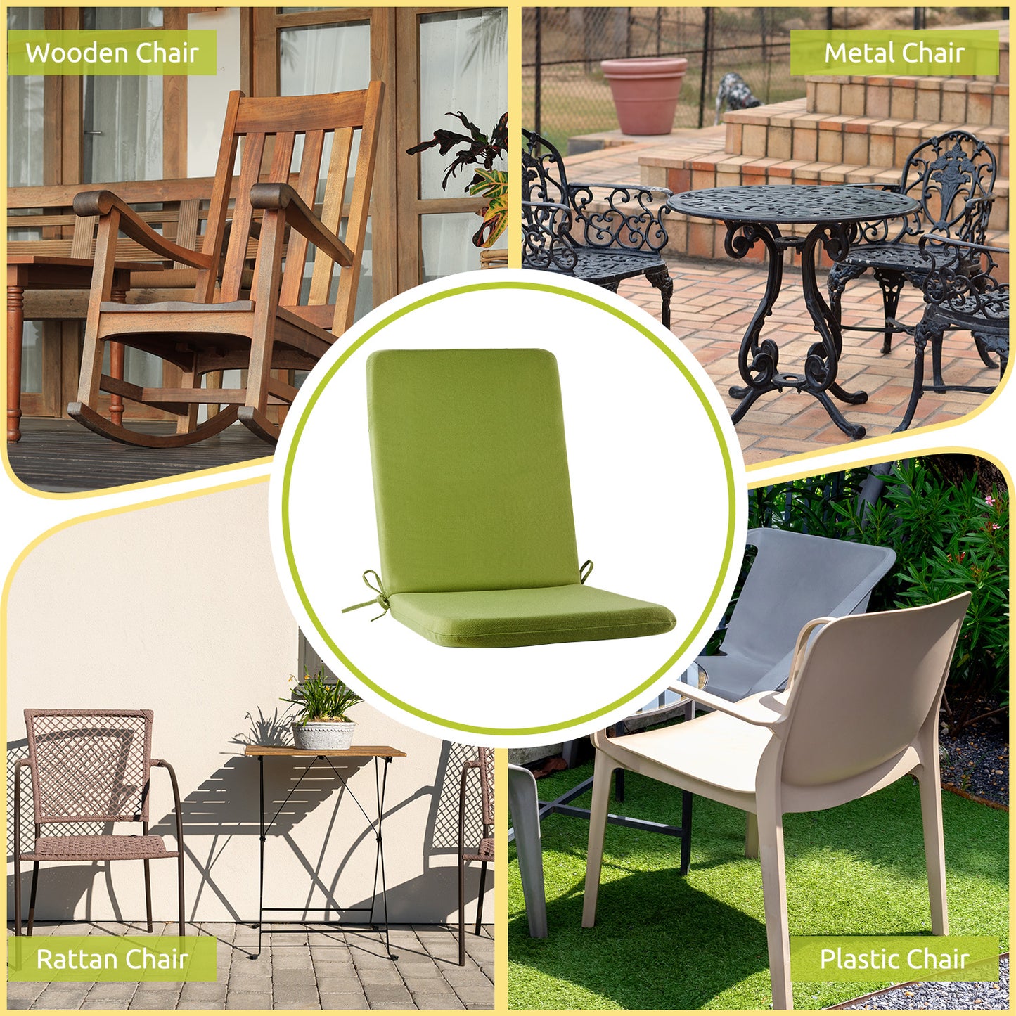 MOONORAH Outdoor Chair Cushions, Patio Seat Cushions Outdoor Chair Pads, 42"L x 18"W Rectangle Waterproof Outdoor Chair Cushion Garden Sofa Couch Chair Pads, Premium Comfortable, Green