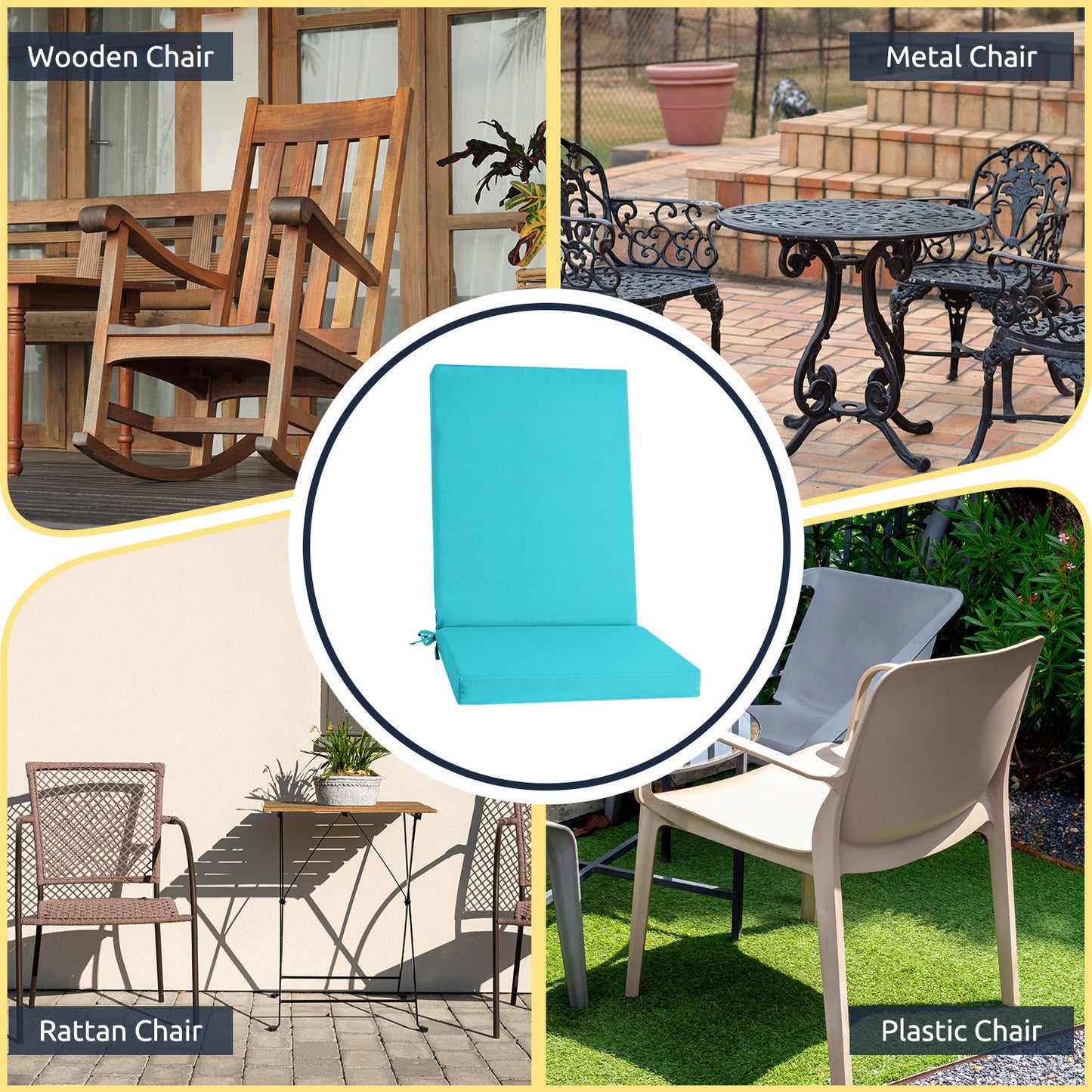 MOONORAH Outdoor Chair Cushions, Patio Seat Cushions Outdoor Chair Pads, 42"L x 18"W Rectangle Waterproof Outdoor Chair Cushion Garden Sofa Couch Chair Pads, Premium Comfortable, Peacock Blue