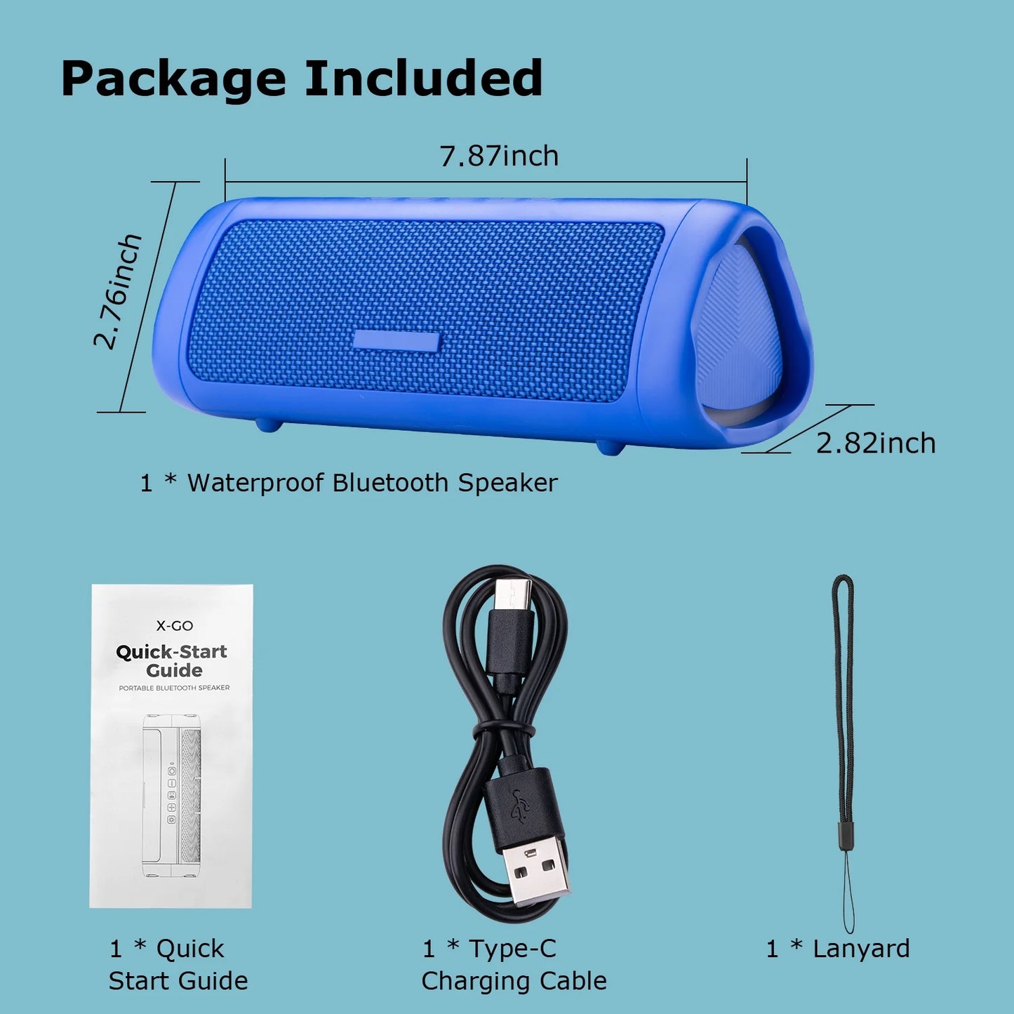 MOONORAH Bluetooth Speaker, Portable Wireless Bluetooth Speaker with HD Sound, IPX5 Waterproof, 24-Hour Playtime with Lights, Bluetooth 5.3, TWS Paring, Wireless Speaker for Home, Outdoors, Blue