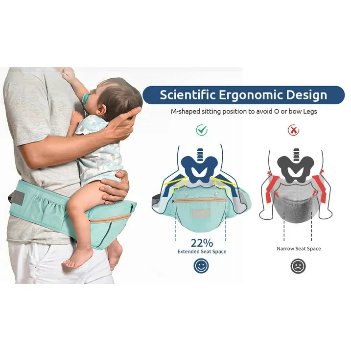MOONORAH Baby Carrier with Hip Seat, Ergonomic M Position 6 in 1 Baby Wraps Carrier Adjustable Holder Newborn to Toddler with Head Support and Breathable Mesh Green