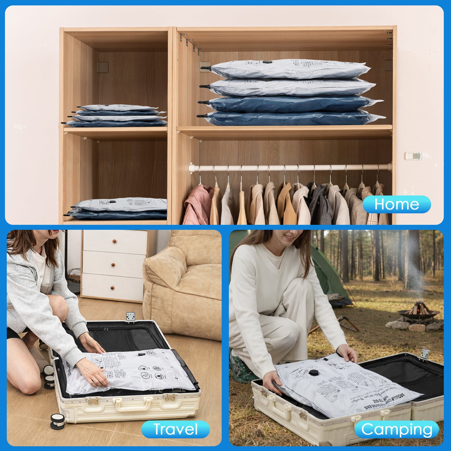LAFAYTTE Vacuum Storage Bags with Electric Air Pump, 10 Pack Vacuum Seal Bags, Space Saver Vacuum Storage Bags for Clothes, Blankets, Comforters