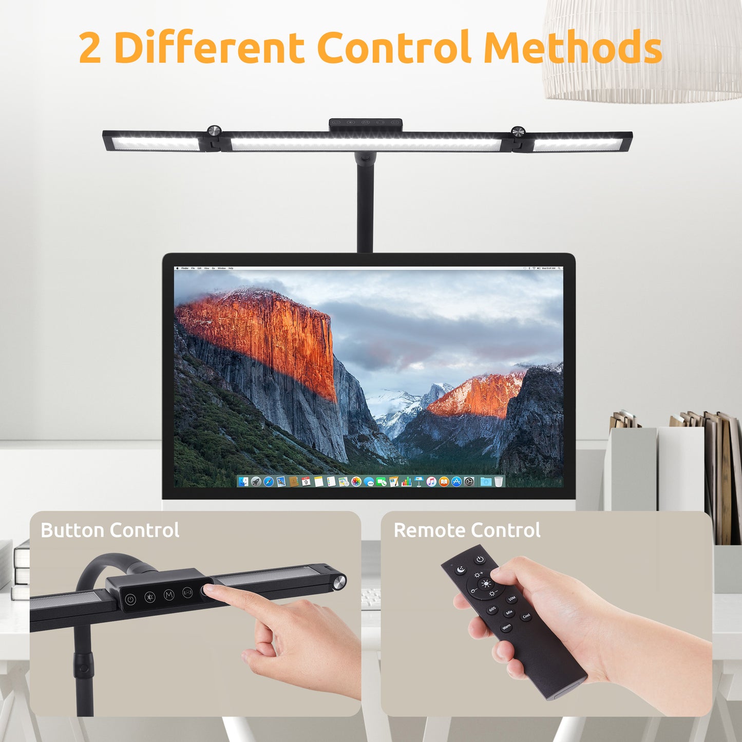LOFTER-PRO LED Desk Lamps for Home Office, Eye Caring Architect Table Lights with Clamp, 24W Dimmable Overhead Light, Adjustable Flexible Gooseneck, 25 Lighting Models with Remote Control, Black