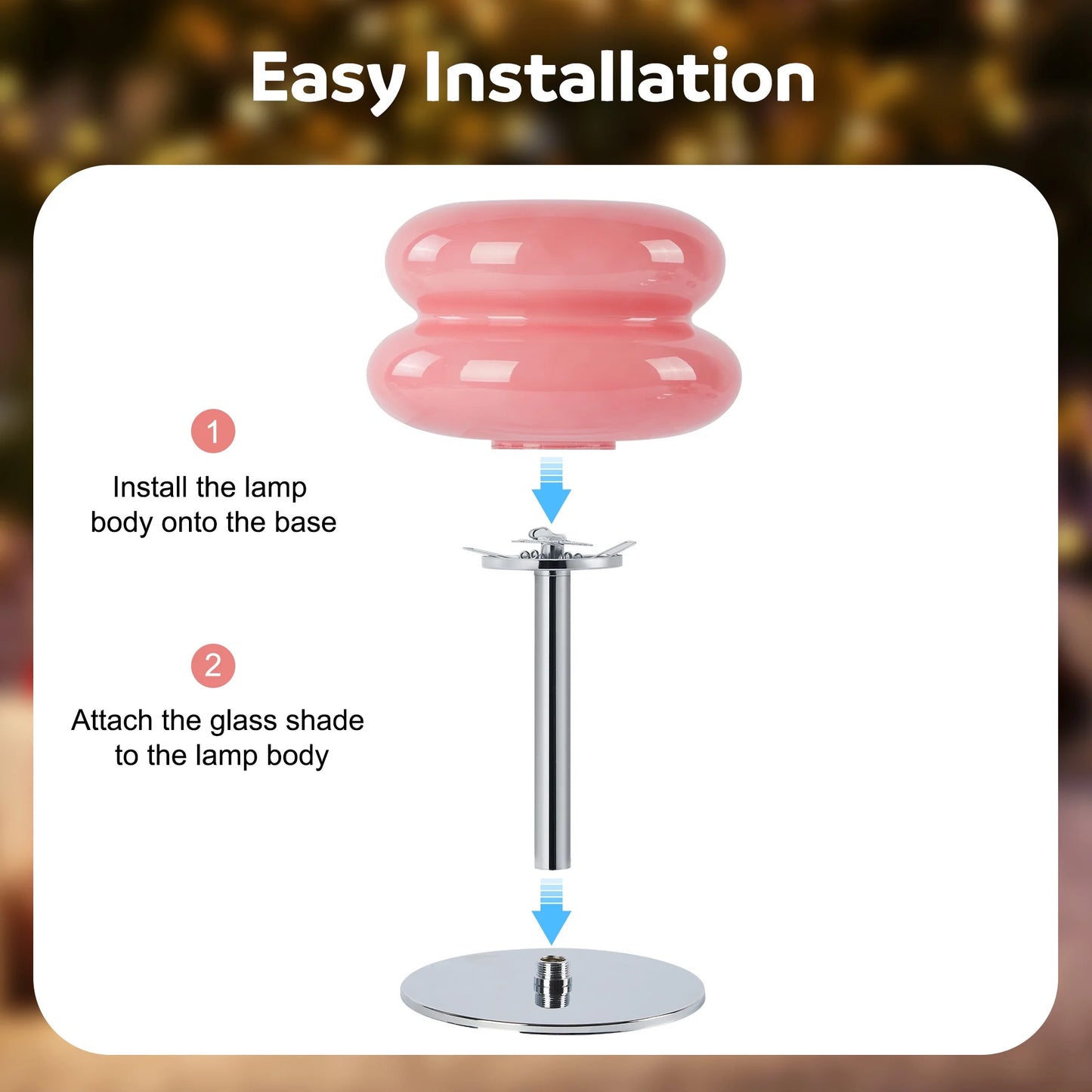 LAFAYTTE Mushroom Lamp for Bedroom,Mid Century Modern Lamp for Nightstand, Dimmable Retro Egg Tart Bedside Small Lamps,Unique Home Mushroom Decor Aesthetic Cute Table Lamps for Living Room,Pink