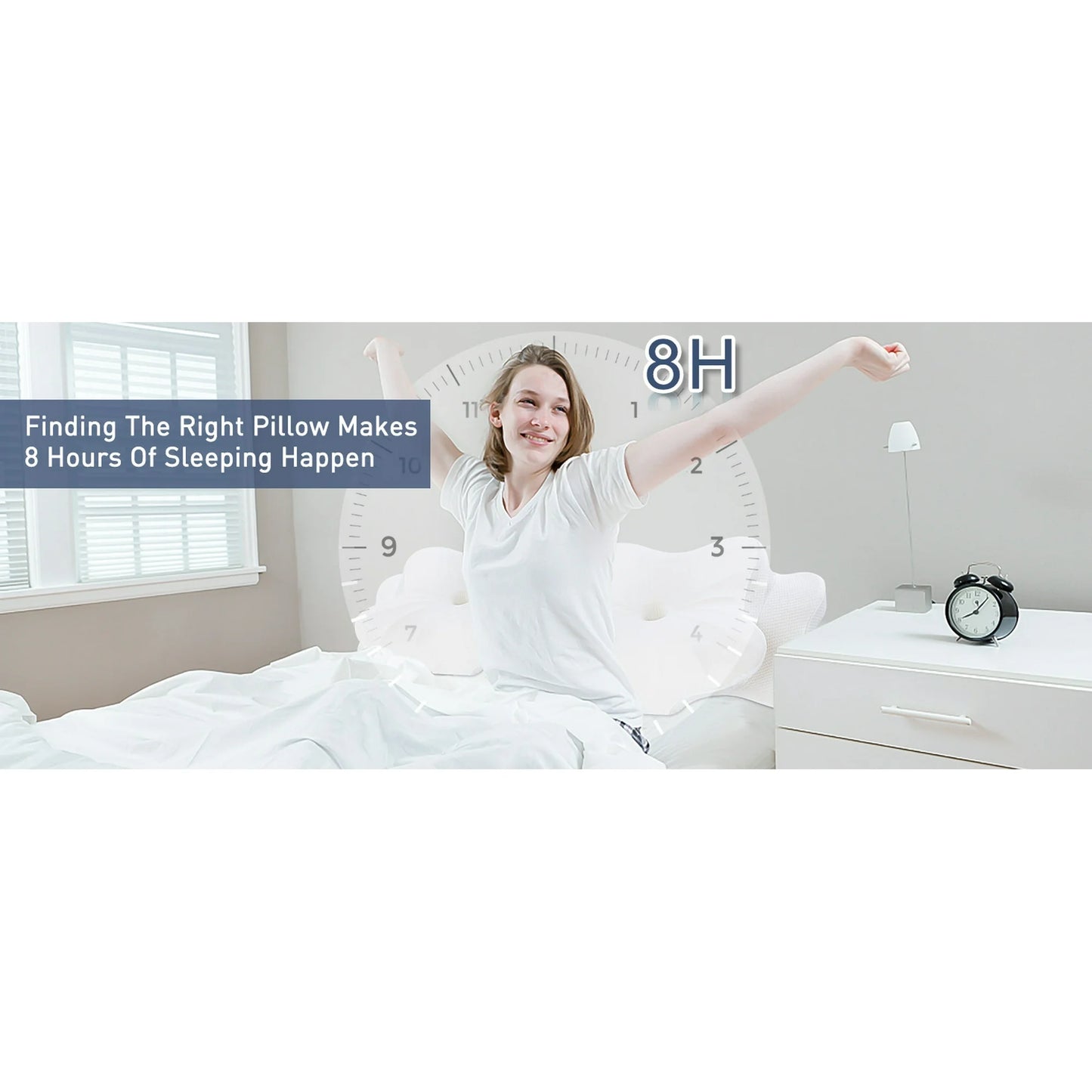 DONAMA Cervical Pillow for Neck Pain Relief,Memory Foam Pillow,Ergonomic Orthopedic Neck Support Pillow for Side Back and Stomach Sleepers with Breathable Pillowcase Queen Size 24.8"x14.9"x5.5" White