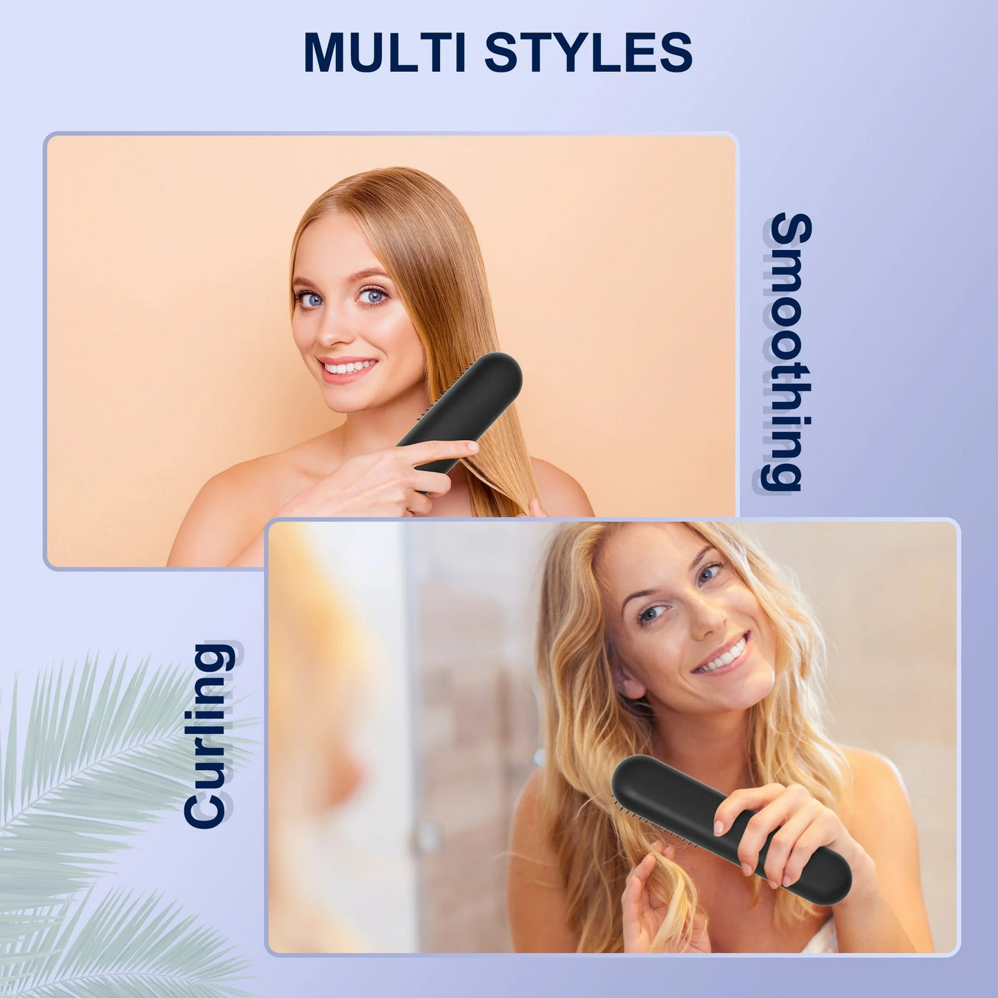 MOONORAH Cordless Hair Straightener Brush with Anion for Women, Electric Portable Ceramic Hot Straightening Comb for Travel with LCD Display & Hair Clips, Fast USB Rechargeable, Anti-Scald, Black