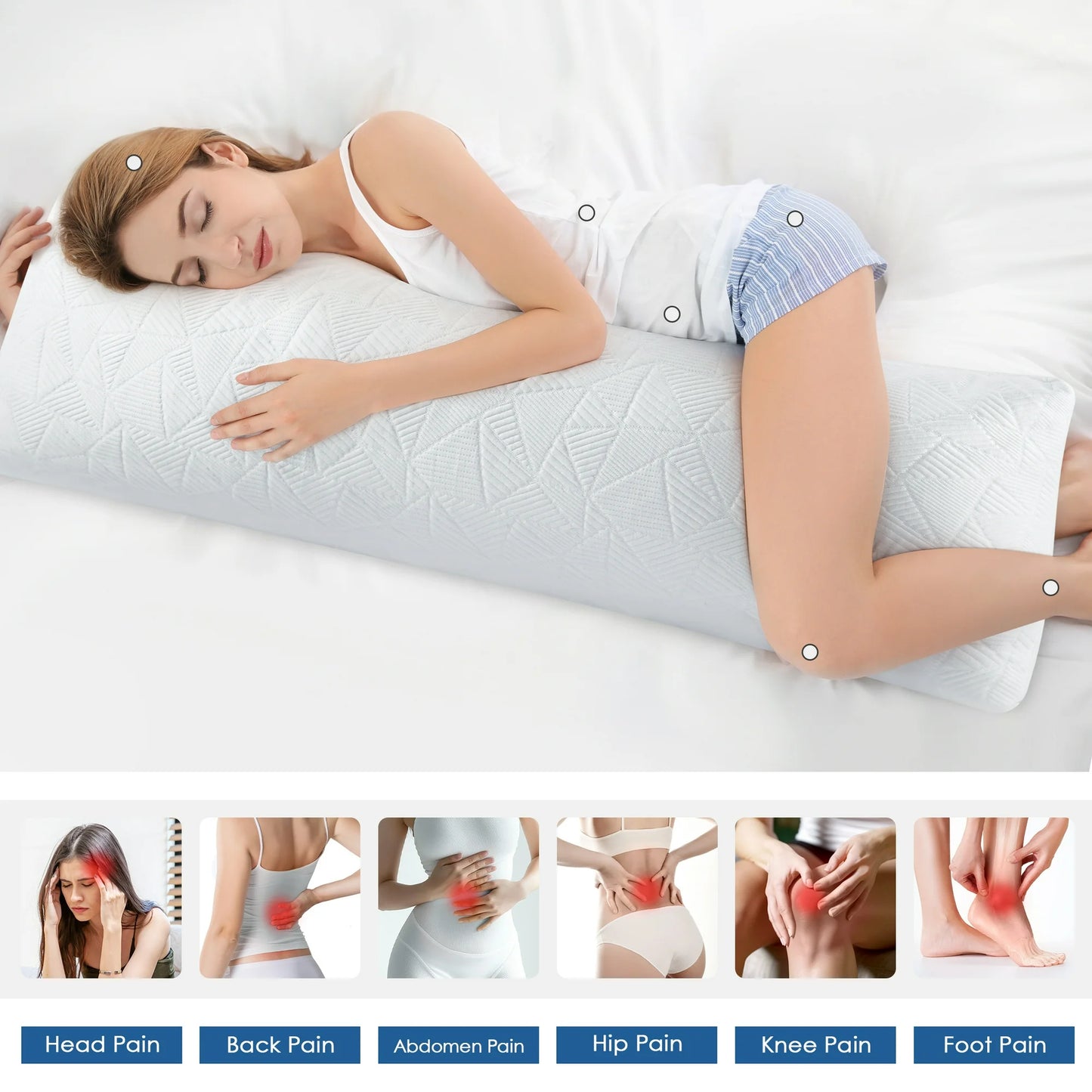 MOONORAH Body Pillow, Shredded Memory Foam Soft Cooling Long Body Pillows for Adults Side Sleeper, 2 in 1 Large Full Bed Pillows for Sleeping - 20x54 inch, White