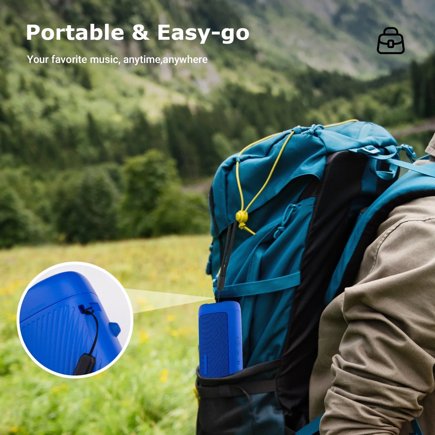 MOONORAH Bluetooth Speaker, Portable Wireless Bluetooth Speaker with HD Sound, IPX5 Waterproof, 24-Hour Playtime with Lights, Bluetooth 5.3, TWS Paring, Wireless Speaker for Home, Outdoors, Blue