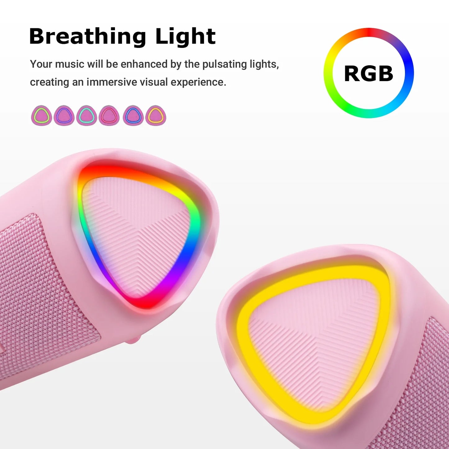 MOONORAH Bluetooth Speaker, Portable Wireless Bluetooth Speaker with HD Sound, IPX5 Waterproof, 24-Hour Playtime with Lights, Bluetooth 5.3, TWS Paring, Wireless Speaker for Home, Outdoors, Pink