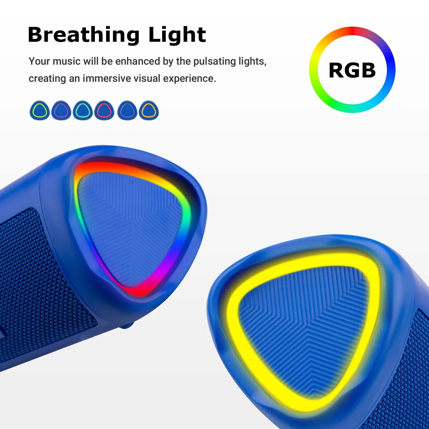 MOONORAH Bluetooth Speaker, Portable Wireless Bluetooth Speaker with HD Sound, IPX5 Waterproof, 24-Hour Playtime with Lights, Bluetooth 5.3, TWS Paring, Wireless Speaker for Home, Outdoors, Blue