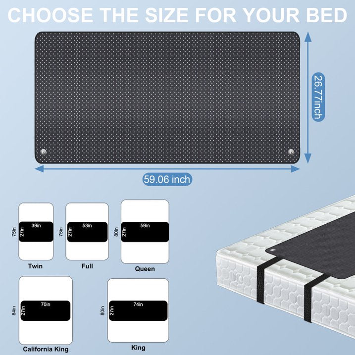 MOONORAH Grounding Mat for Bed, Earthing Mat Grounding Pad for Sleeping, Anti-Slip PU Leather Grounding Mattress with Cord for Reduced Anxiety, Pain, Inflammation, Headache Relief, Balance - Queen