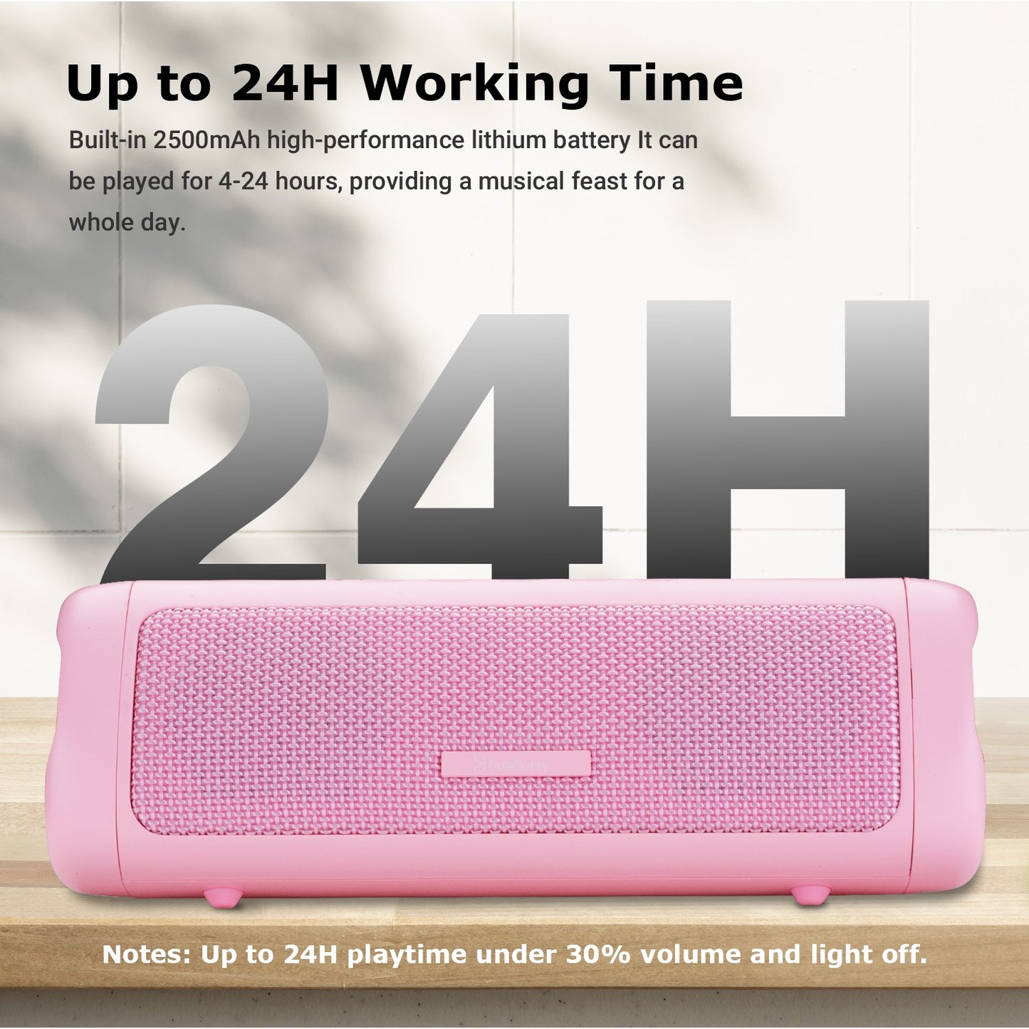 MOONORAH Bluetooth Speaker, Portable Wireless Bluetooth Speaker with HD Sound, IPX5 Waterproof, 24-Hour Playtime with Lights, Bluetooth 5.3, TWS Paring, Wireless Speaker for Home, Outdoors, Pink