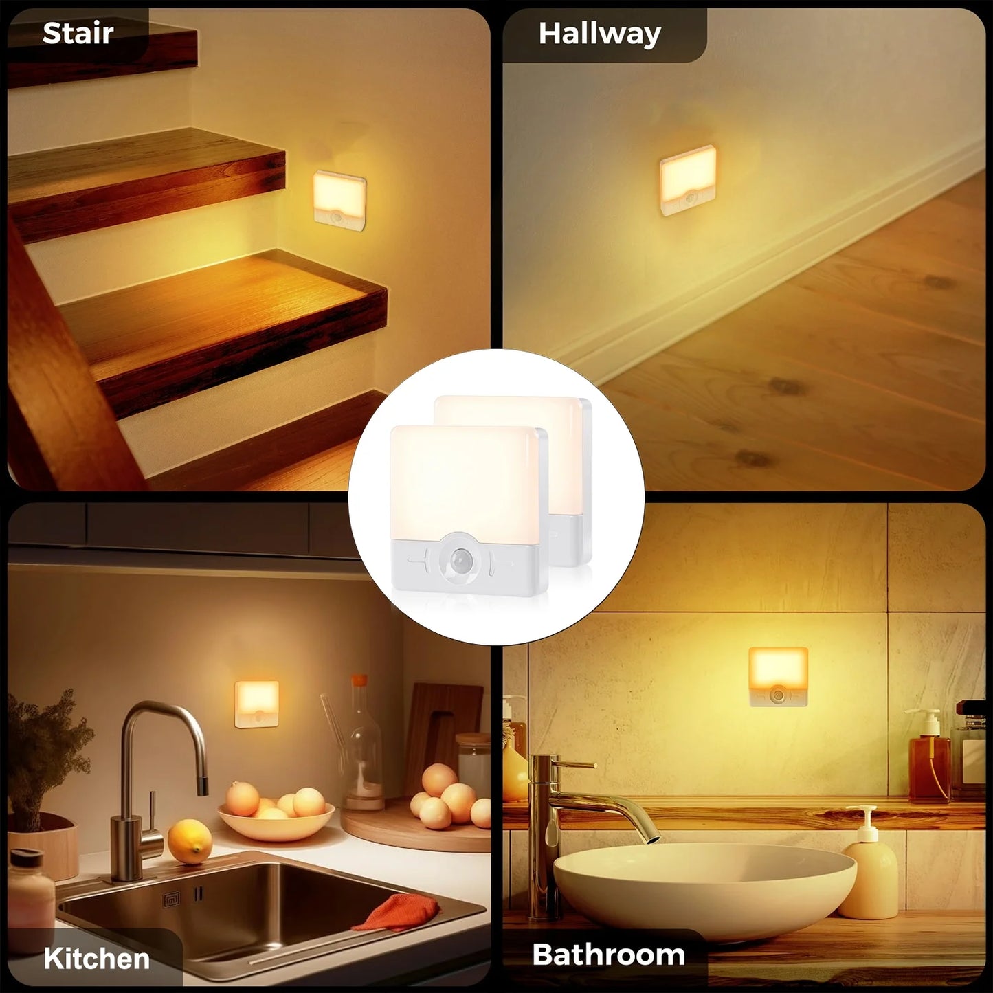 LOFTER-PRO Night Light, LED Motion Sensor Closet Lights, Wireless LED Under Cabinet Lights Stick-on Safe Night Light, Adjustable Brightness Warm White Lights for Bedroom, Kitchen, 2 Pack