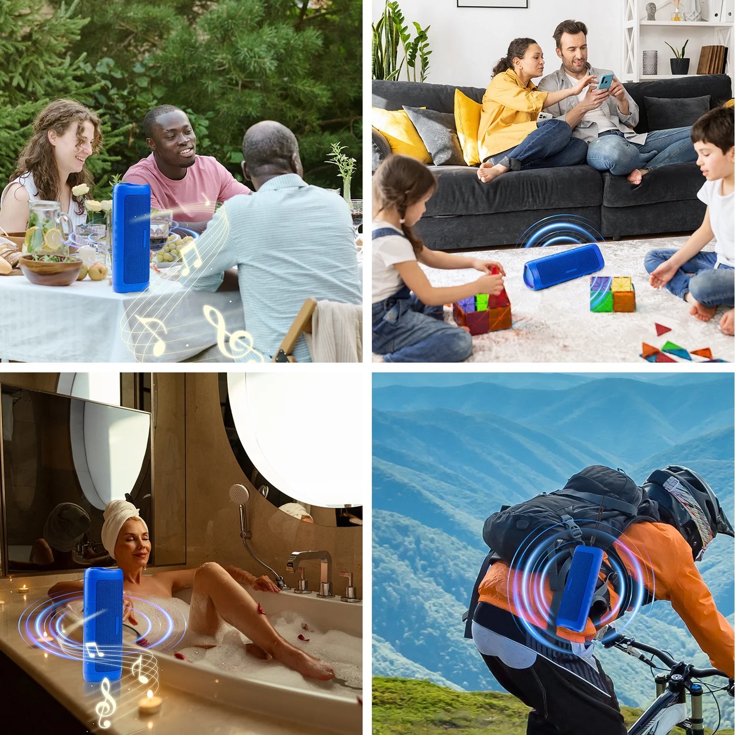 MOONORAH Bluetooth Speaker, Portable Wireless Bluetooth Speaker with HD Sound, IPX5 Waterproof, 24-Hour Playtime with Lights, Bluetooth 5.3, TWS Paring, Wireless Speaker for Home, Outdoors, Blue