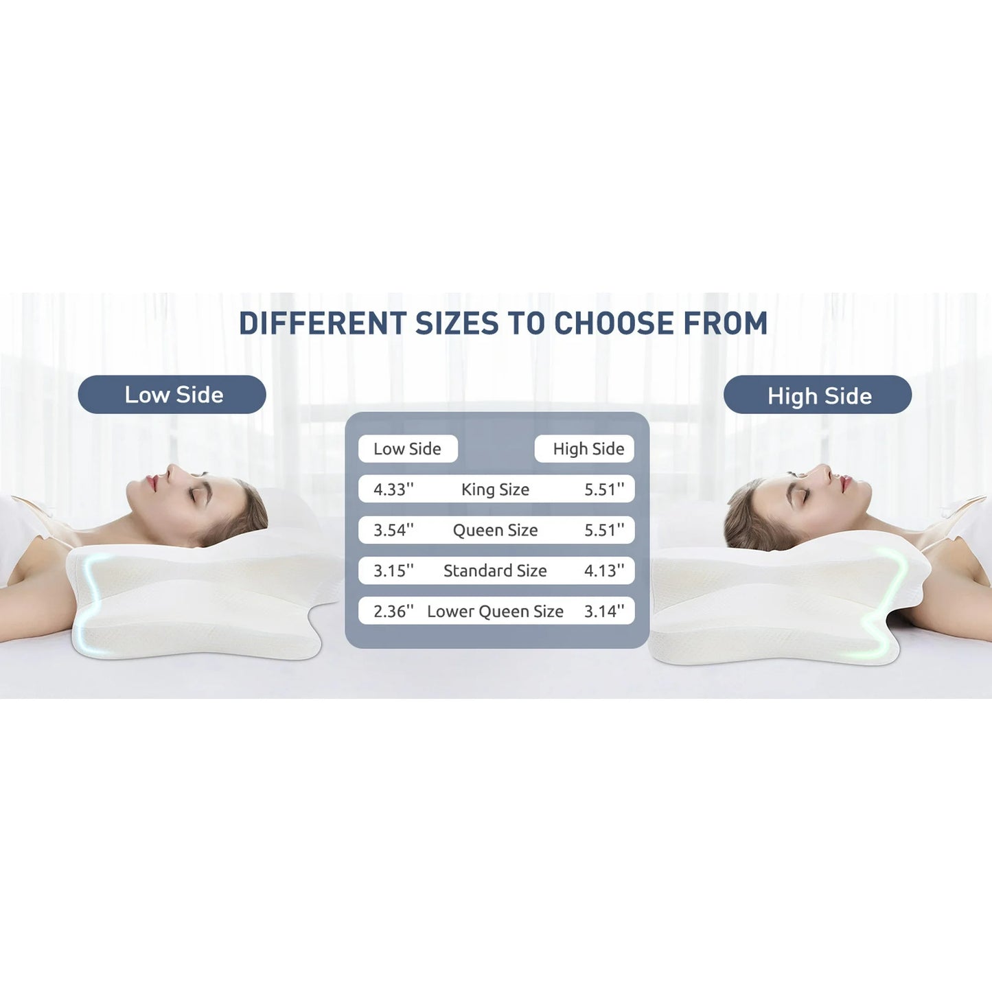 DONAMA Cervical Pillow for Neck Pain Relief,Memory Foam Pillow,Ergonomic Orthopedic Neck Support Pillow for Side Back and Stomach Sleepers with Breathable Pillowcase Queen Size 24.8"x14.9"x5.5" White