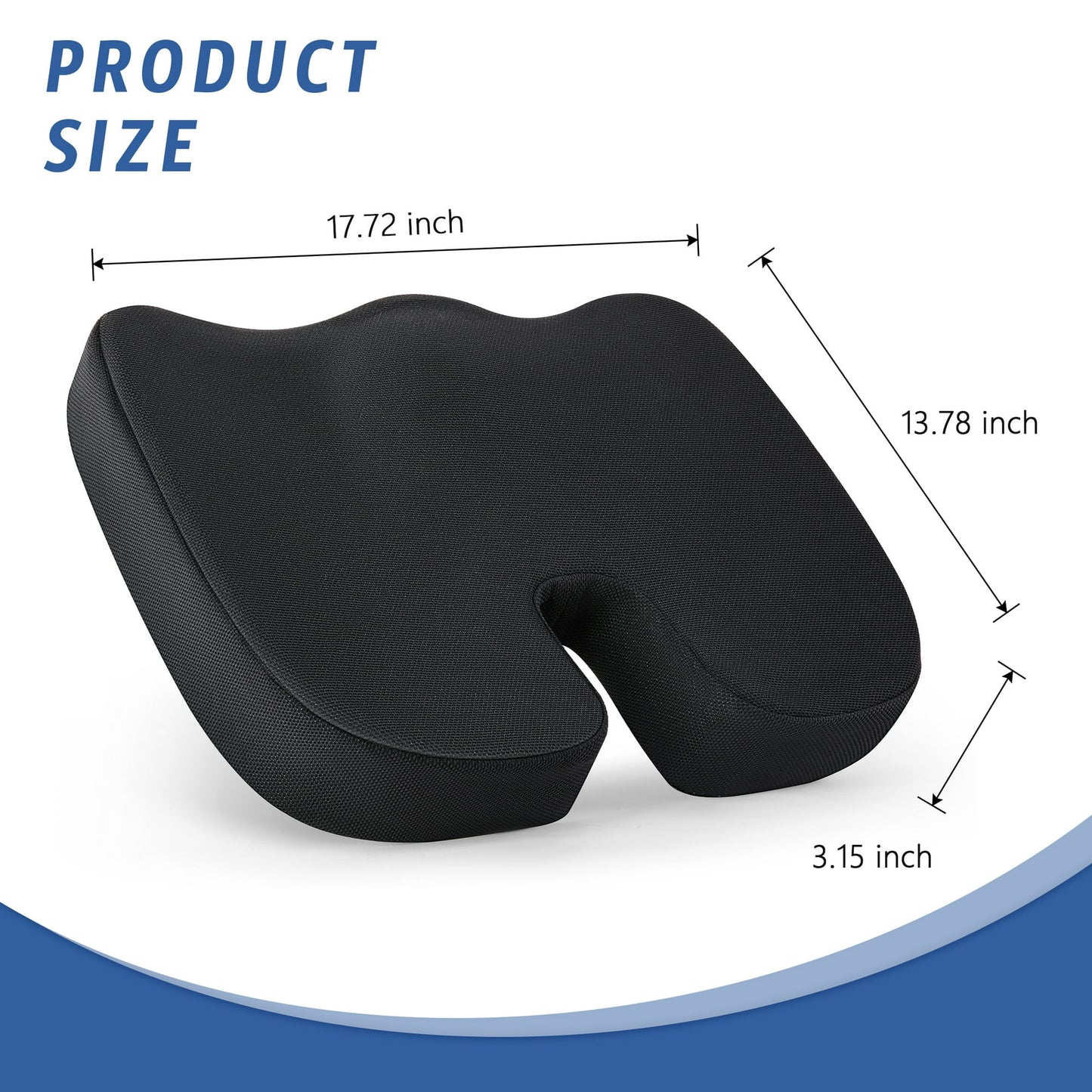 DONAMA Memory Foam Seat Cushion,Non-Slip Memory Foam Coccyx Pad for Back for Back, TailbonePain Relief,suitable for Office Chair, Gaming Chair, Car Seat and Wheelchair