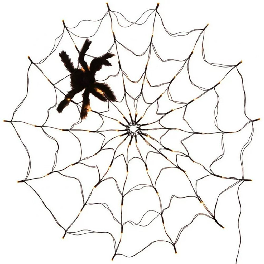 70 LED Halloween Spider Web Lights 8 Modes Light Up Spider Web Halloween Decorations for Home Indoor Outdoor Garden Patio