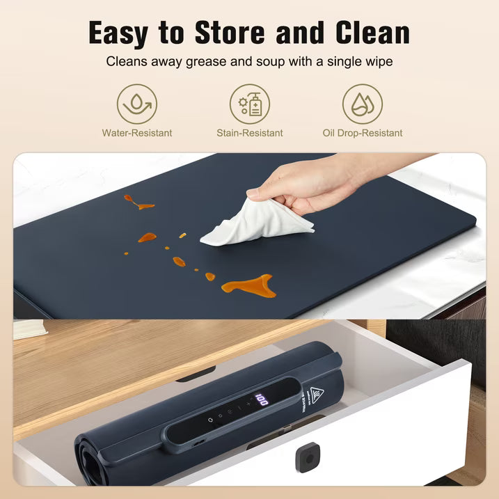 KAIPARA Warming Mat for Food, 25.6" x 15.15" Fast Heating in 10s with 11-Level Temp & 10H Timer Settings, Portable Countertop Food Warmers for Parties, Buffet, Black
