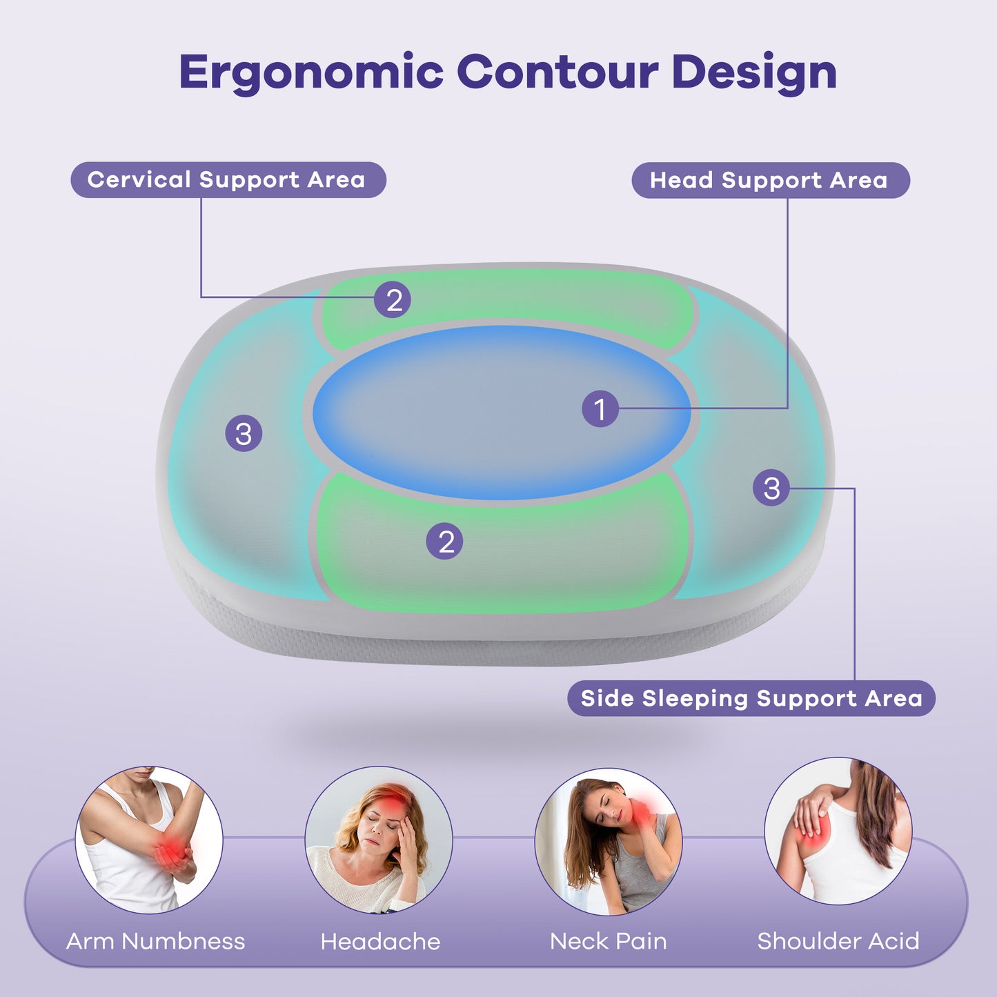 KAIPARA Cervical Neck Pillow for Side Sleepers, Cooling Memory Foam Contour Pillow with Detachable Dual-Layer Soft & Firm Support, 26" x 15" x 4.3"