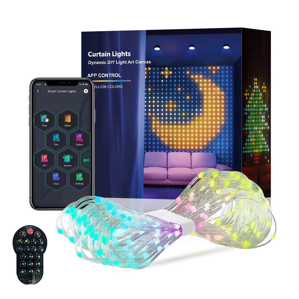 LAFAYTTE Smart Curtain Lights 400 LED, Waterproof Color Changing String Lights with Remote & APP, 6.56×6.56 ft