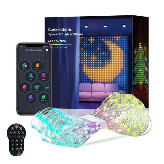 LAFAYTTE Smart Curtain Lights 400 LED, Waterproof Color Changing String Lights with Remote & APP, 6.56×6.56 ft