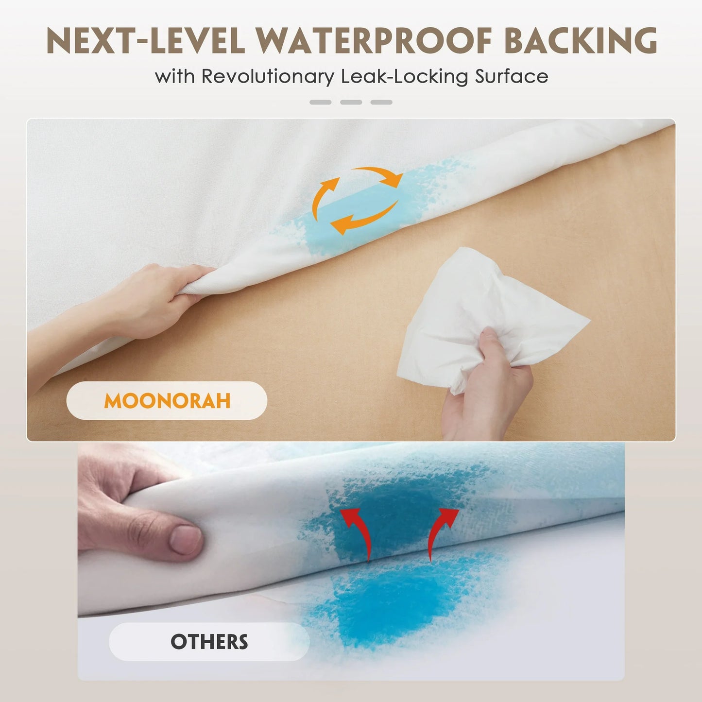 MOONORAH Mattress Protector, Waterproof Mattress Cover Pad with Deep Pocket, King Size Machine Washable Soft Breathable Bed Mattress Protectors with Stretchable Pockets - White