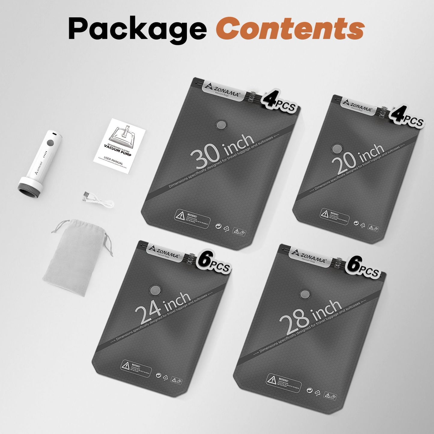 LOFTER-PRO Travel Vacuum Storage Bags - Rechargeable Wireless Electric Pump - 20 Pack
