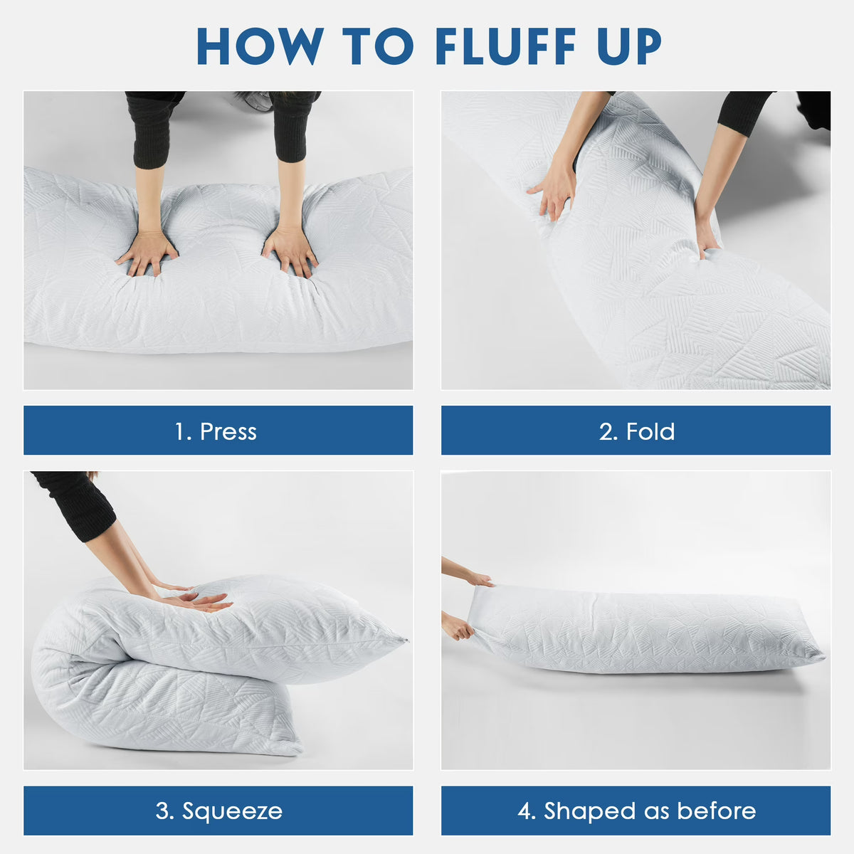 MOONORAH Memory Foam Body Pillow - Cooling Firm for Side Sleeper - 20x54 in White