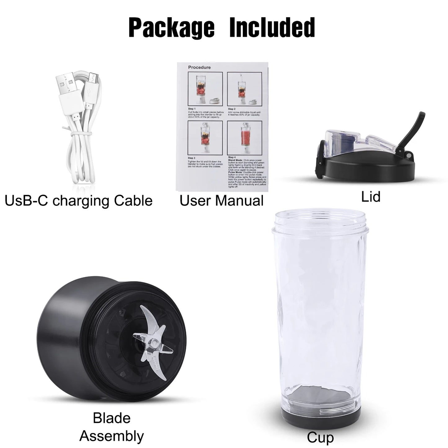 MOONORAH Portable Blender for Shakes and Smoothies, Personal Blender for Shakes with 21 Oz Travel Cup, Mini Personal Size Blender with 10 Blades and USB Rechargeable for Gym, Home and Outdoors, Black