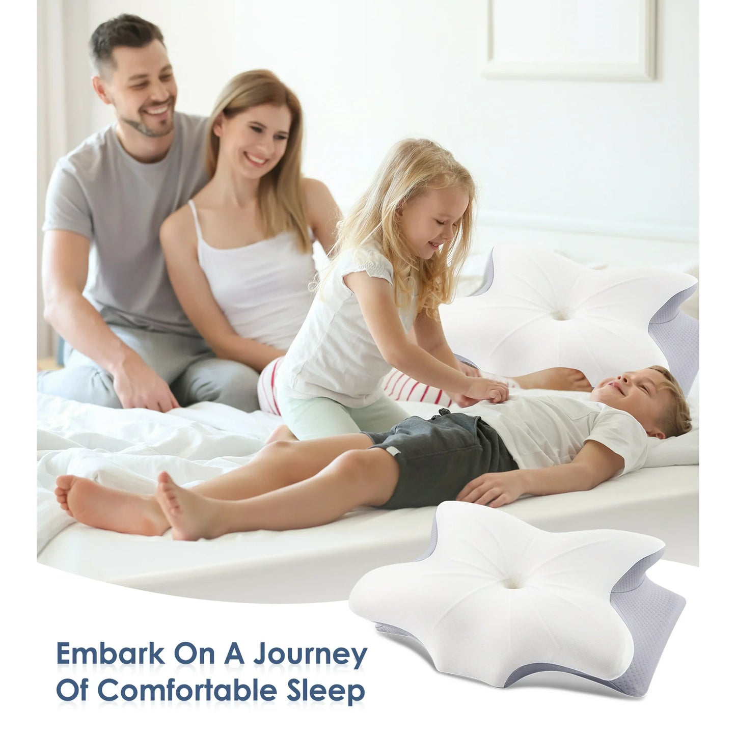MOONORAH Cervical Pillow for Neck Pain Relief, Contour Memory Foam Pillows, Odorless Ergonomic Neck Pillow Adjustable Orthopedic Bed Pillow for Side Back Stomach Sleeper with Pillowcase, Queen Size