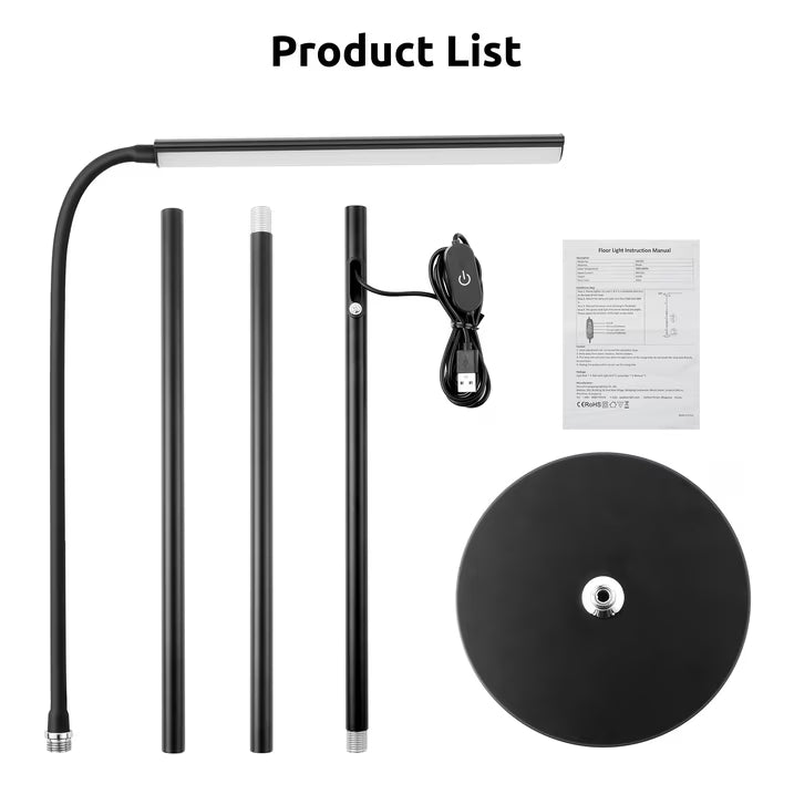 Onekawa Floor Lamps for Living Room,Touchable Floor Lamp,Gooseneck Lamps,3 Color&Flexible Brightness Adjustment