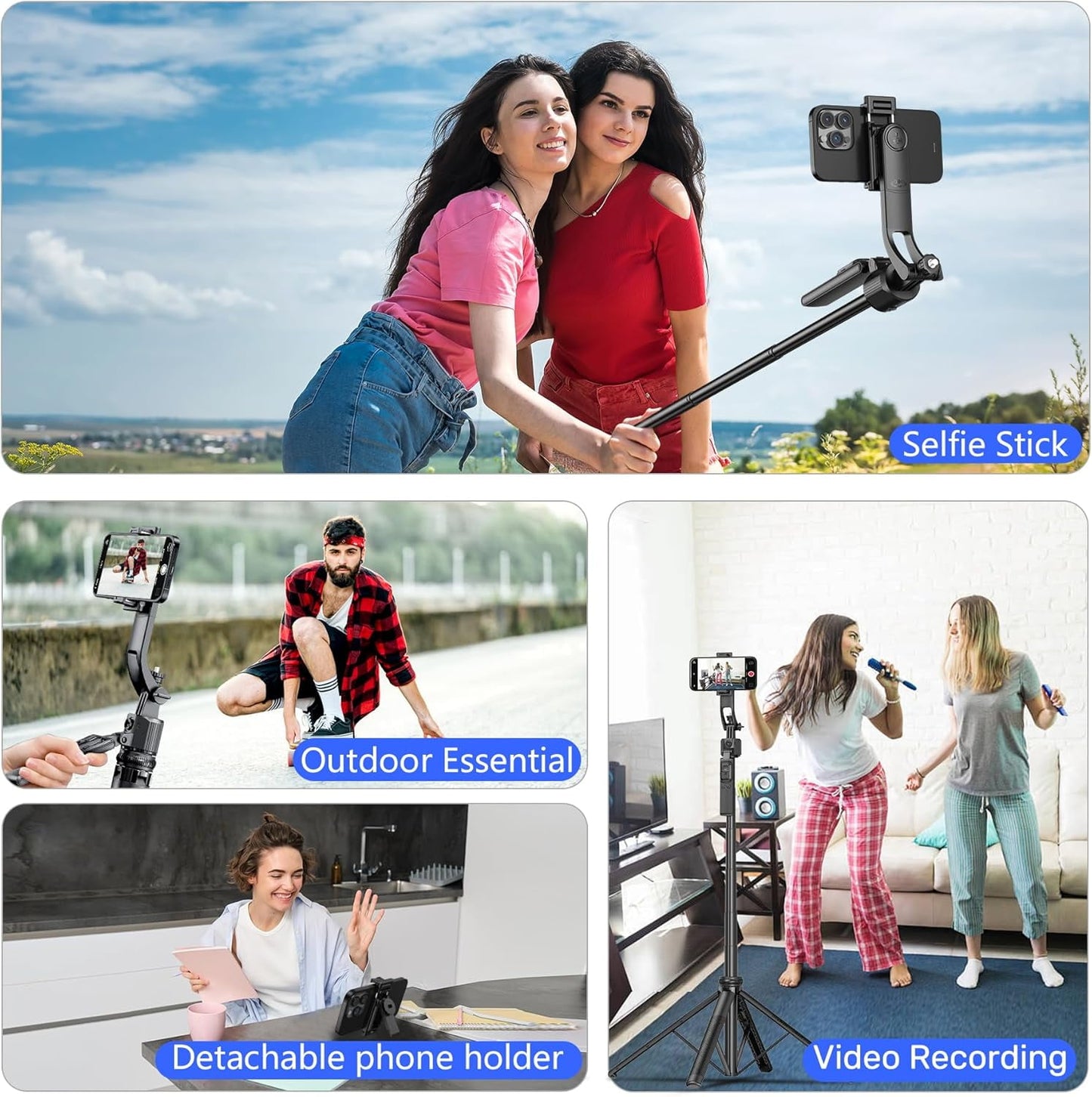 WANALIT Auto Face Tracking Tripod for iPhone & Android, 360° Rotation Phone Stand with Remote, 64” Extendable Selfie Stick Tripod for Video Recording, Vlogging, Live Streaming