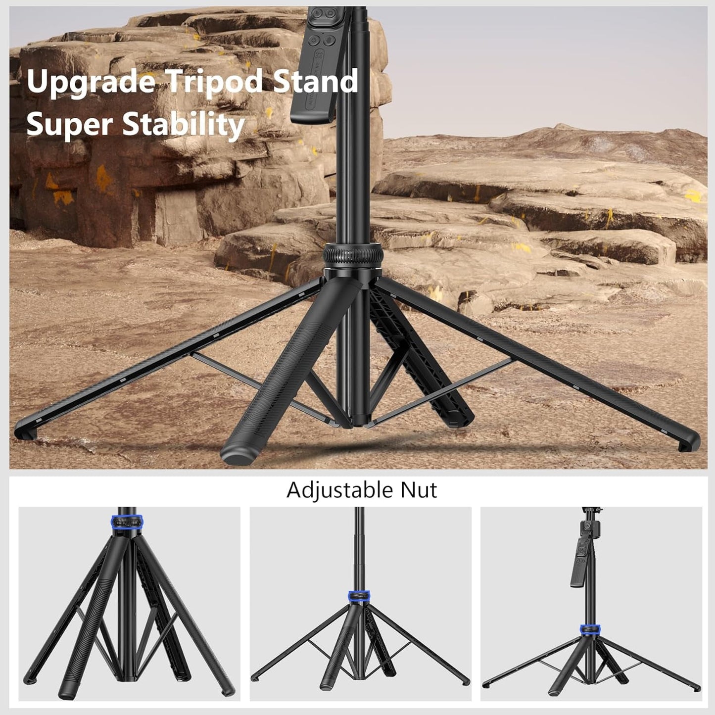 WANALIT Auto Face Tracking Tripod for iPhone & Android, 360° Rotation Phone Stand with Remote, 64” Extendable Selfie Stick Tripod for Video Recording, Vlogging, Live Streaming