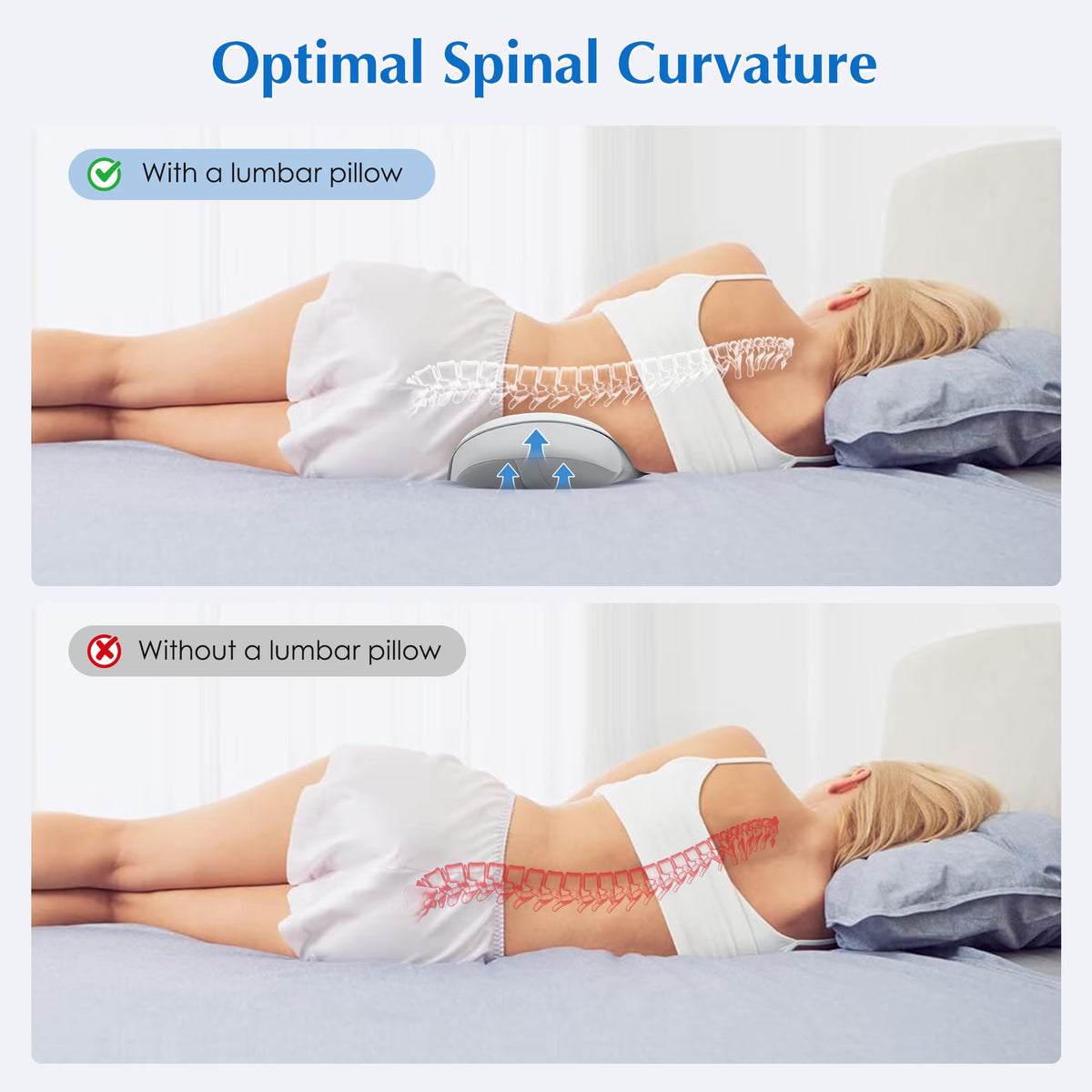 MOONORAH Lumbar Support Pillow - Memory Foam Lower Back Pain Relief