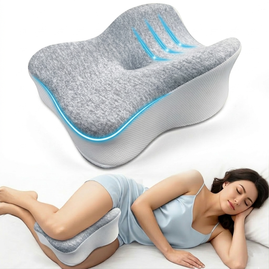 KAIPARA Knee Pillow for Side Sleeper, Memory Foam Leg Pillow for Side Sleeping, Sciatica Pain Relief Pillow, Spine Alignment Pillow for Hip, Back, Joints Pain Relief
