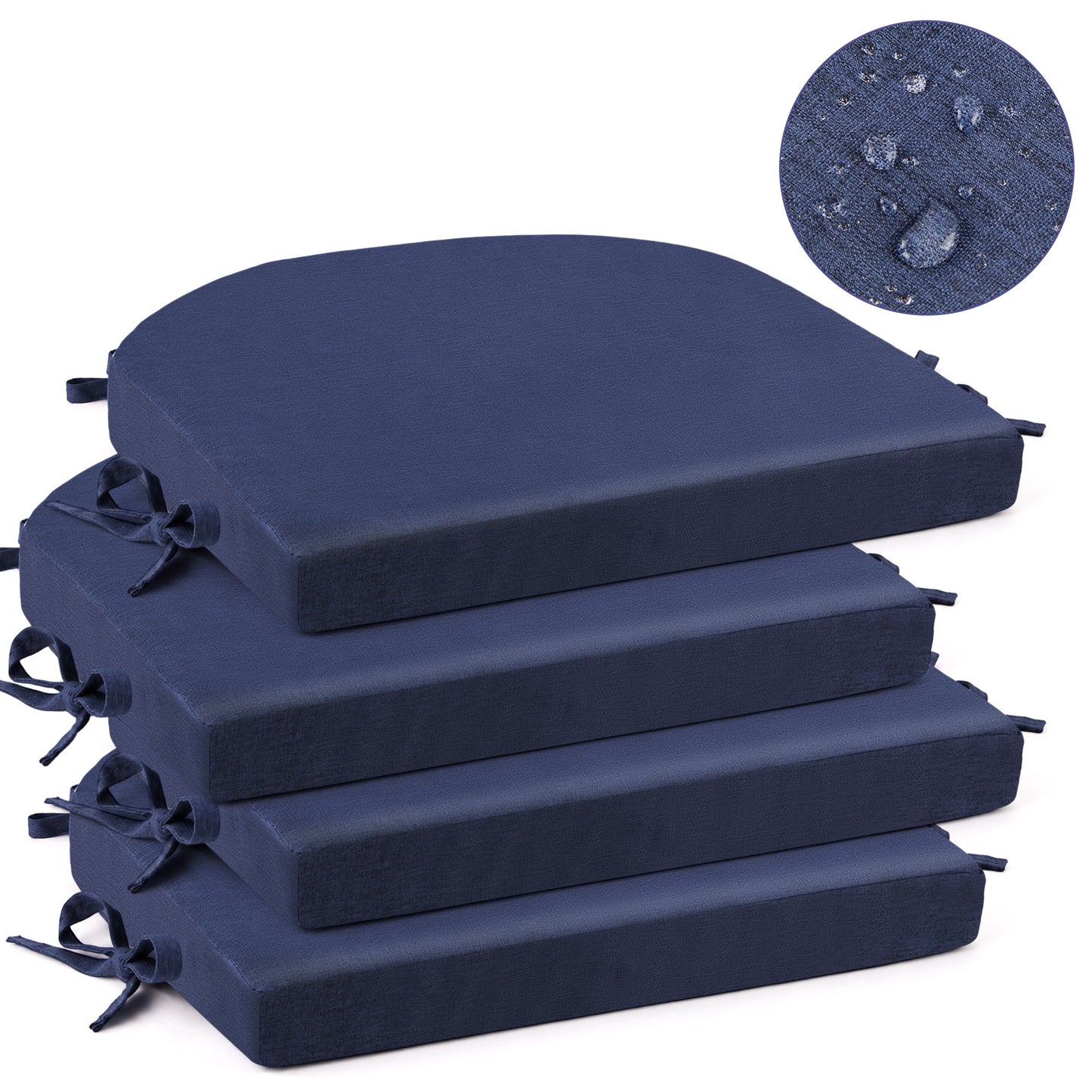 DONAMA Outdoor Cushions Set of 4, Waterproof Indoor Seat Cushion for Patio Furniture, Chair Cushions Set with Ties for Dining, Kitchen, Office Chairs