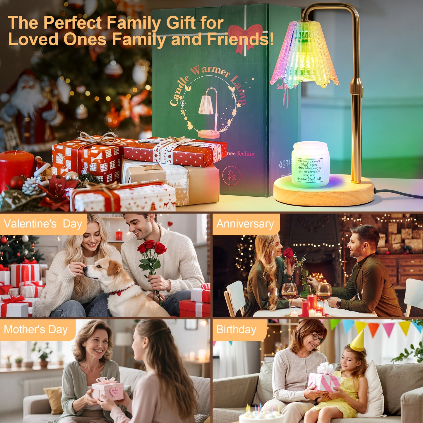 LOFTER-PRO Candle Warmer Lamp with Timer & RGB Lights, Adjustable Dimmable & Height - Electric Top Down Melting for All Jar Candles - Wax Melter Light for Home Decor (Includes 2 Halogen Bulbs)