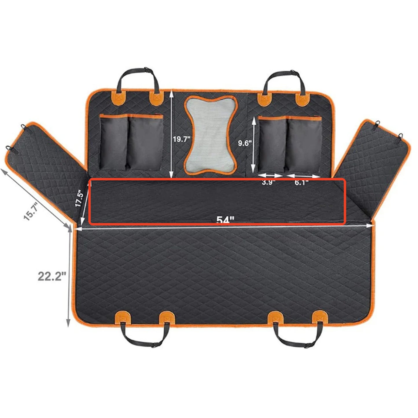 KAIPARA Dog Car Seat Cover for Back Seat,Waterproof Scratchproof Nonslip Hammock with 2 Seat Belts & Bags Side Flaps,600D Heavy Duty Durable Pet Seat Covers Protector for Cars Trucks and SUVs - Black