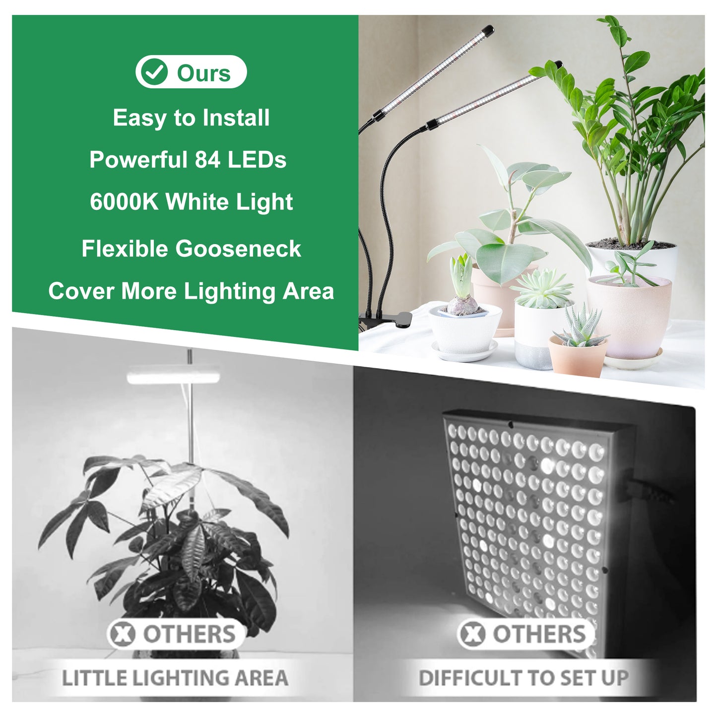 LOFTER-PRO Grow Lights for Indoor Plants, 84LED Clip Plant Light, 5 Level Dimmable Auto On Off Timing 4/8/12H, 6000K Full Spectrum Plant Grow Lamps for Bonsai, Pot Plant