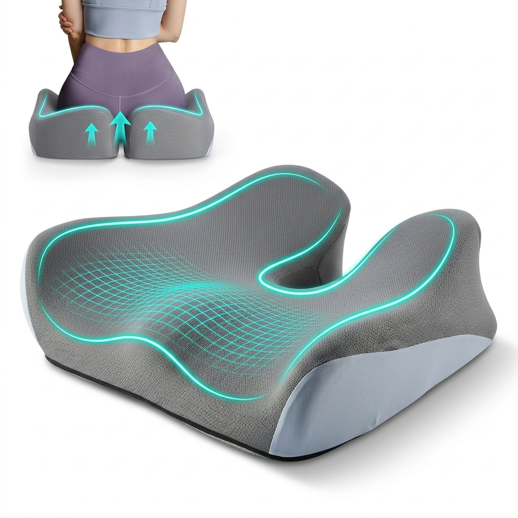 KAIPARA Seat Cushions for Office Chairs, Ergonomic Memory Foam Chair Cushions for Sciatica, Tailbone Pain Relief Support Pillow, Car Seat Cushion