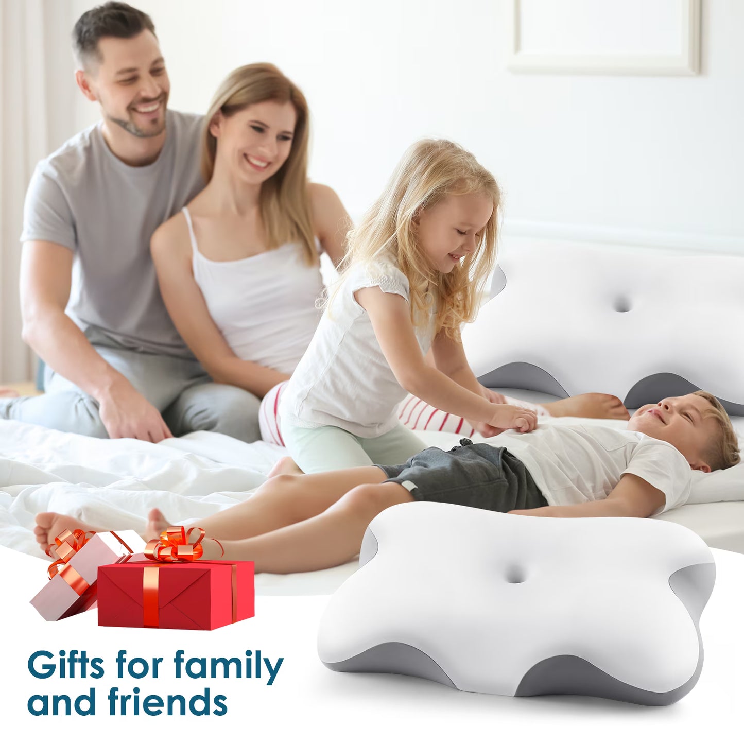 MOONORAH Memory Foam Neck Pillow - Extra Soft for Back Sleepers - Queen, Gray
