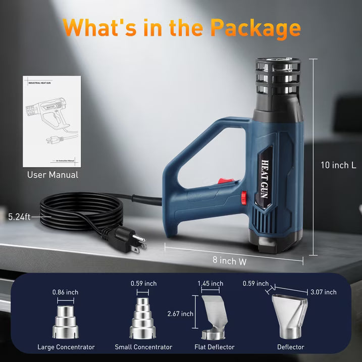 LOFTER-PRO Hot Air Gun Kit - 2500W Adjustable 120°F-1022°F - 4 Nozzles