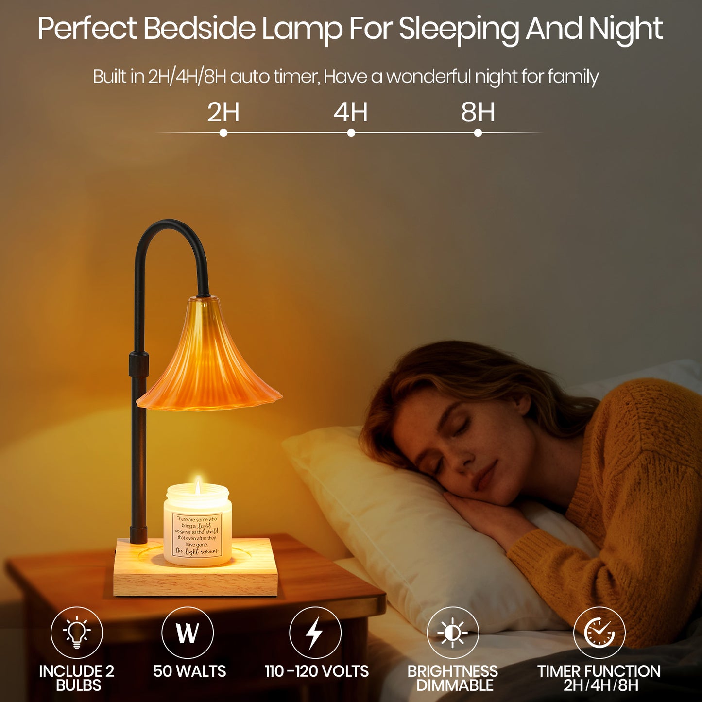 LOFTER-PRO Candle Warmer Lamp with Timer, Dimmable, Adjustable Height, Electric Top Down Melting for All Jar Candles, Home Decor Wax Melter Light, Includes 2 Halogen Bulbs, Flower