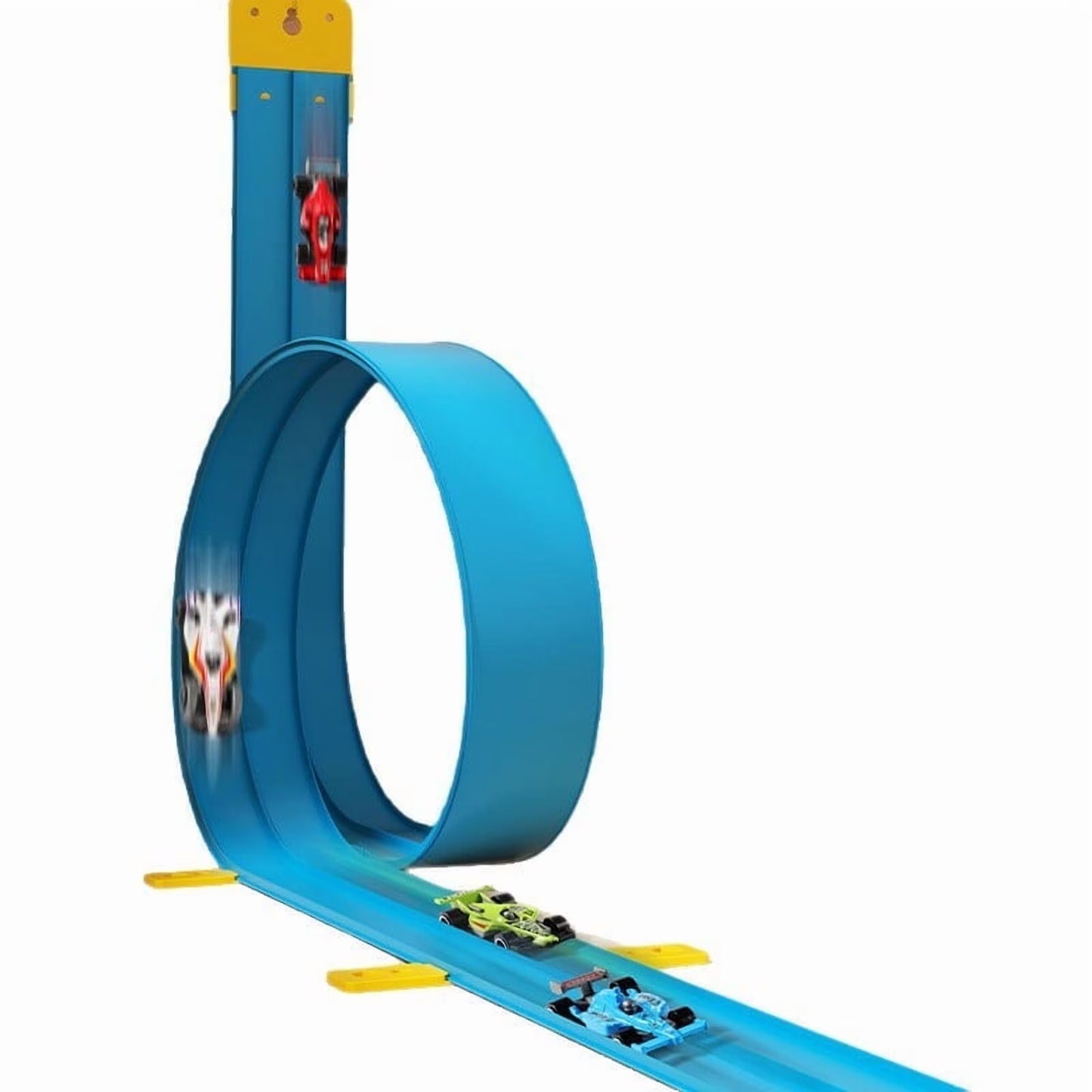 Kaipara Flexible Race Track Toy - 360 Degree Rotating Flex Track with 4 Cars - 12.8Ft