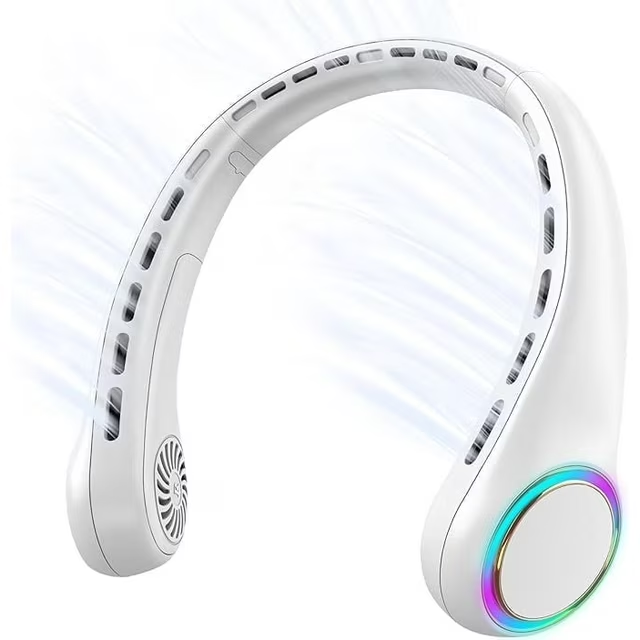 LOFTER-PRO Portable Neck Fan, Hands-Free Bladeless, 3 Speeds, 4000 mAh Battery Operated Wearable Personal Fan, Twistable, Rechargeable, Gift for Women Men, White