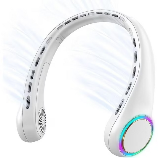 LOFTER-PRO Portable Neck Fan, Hands-Free Bladeless, 3 Speeds, 4000 mAh Battery Operated Wearable Personal Fan, Twistable, Rechargeable, Gift for Women Men, White