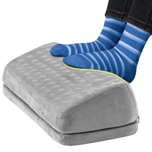 Onekawa Foot Rest for Under Desk at Work,Ergonomic Memory Foot Stool with 2 Adjustable Heights,Footrest with Washable Cover,for Office Chair & Gaming Chair,Grey