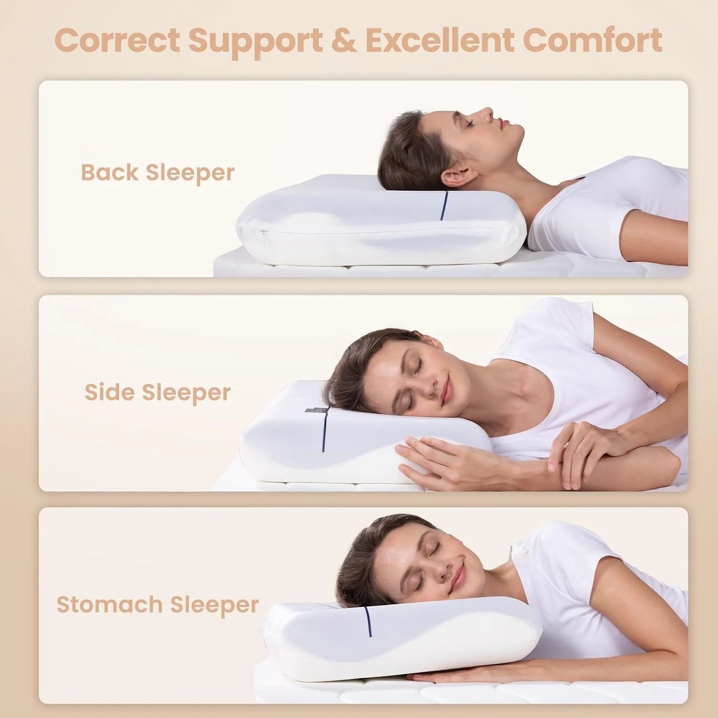 MOONORAH Bed Pillows, Cooling Memory Foam Bed Pillow for Neck Pain Relief, Two-Sided Cooling Pillow for Back, Stomach or Side Sleepers, Hotel Quality Bed Pillows Soft, Queen Size, 28" x 16"