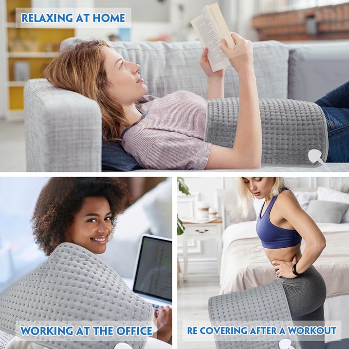 MOONORAH Electric Heating Pad, 9 Heat Settings with Auto Shut off, 33 x 17 in XXL Heating Pad for Back Shoulder Relief, Christmas Gifts for Mom Dad, Gray