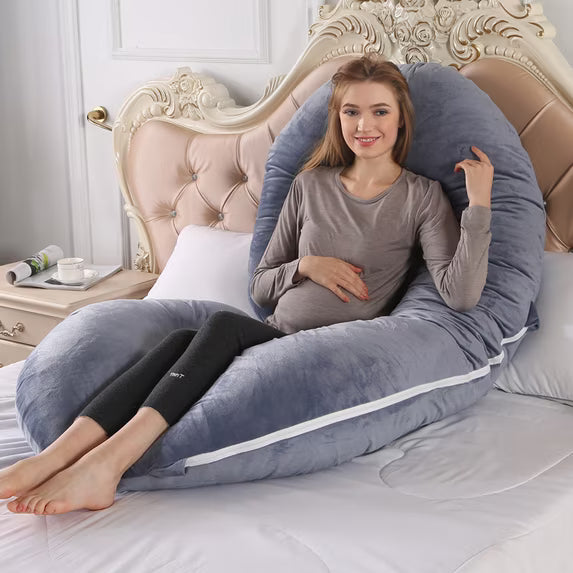 KAIPARA C Shaped Pregnancy Pillow for Sleeping, Full Body Support Pillow with Removable Washable Cover, Bed Pillow for Side Sleepers, Back, Belly, Hip & Leg Support, Grey