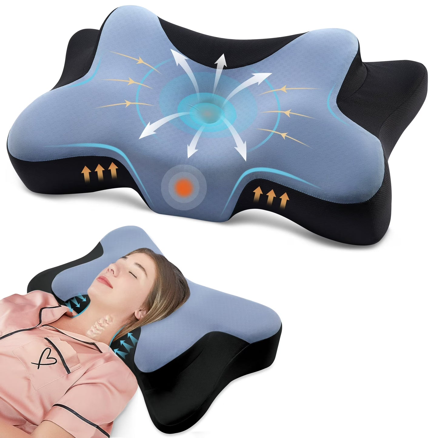 MOONORAH Memory Foam Pillows Neck Support Pillow for Pain Relief,Ergonomic Cervical Pillow Sleeping for Shoulder Pain,Orthopedic Contour Bed Pillow for Side Back Stomach Sleepers,Queen 24×14.9in